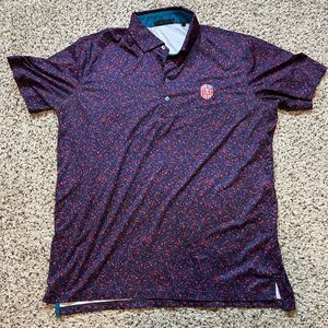 Greyson Polo Shirt Mens Large Purple Paint YHC Yeamans Hall Club Golf Wolf